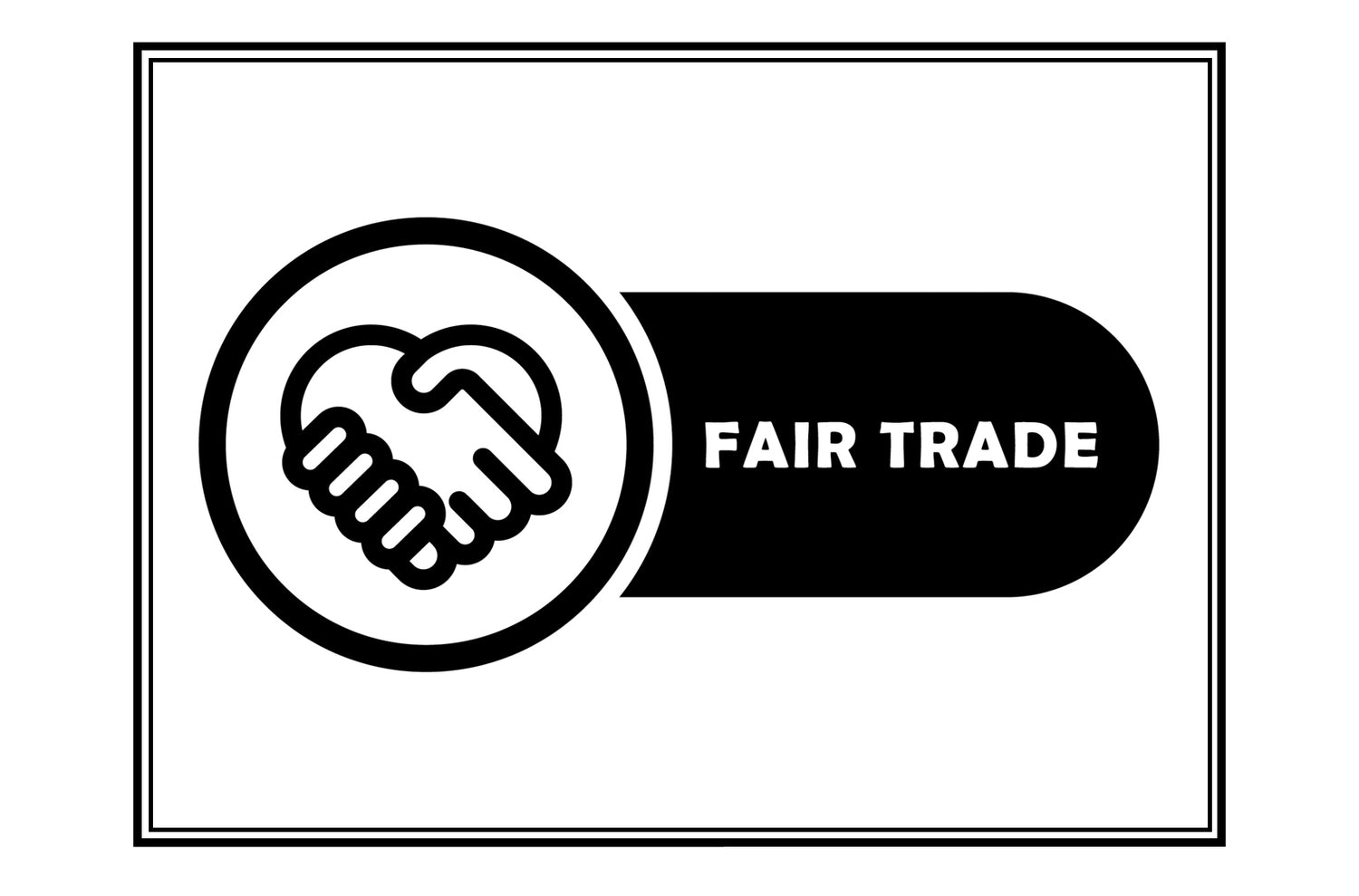 Fair Trade Verified certification seal in black, featuring a symbolic handshake that represents Tupan’s commitment to ethical sourcing, equitable partnerships, and regenerative Amazonian agriculture. This emblem reflects the values shown on the Tupan Fair Trade page, where smallholder farmers from the Amazonbai cooperative and Engenho Café de Açaí work under fair wages, transparent supply-chain practices, and sustainable harvesting of açaí beans.